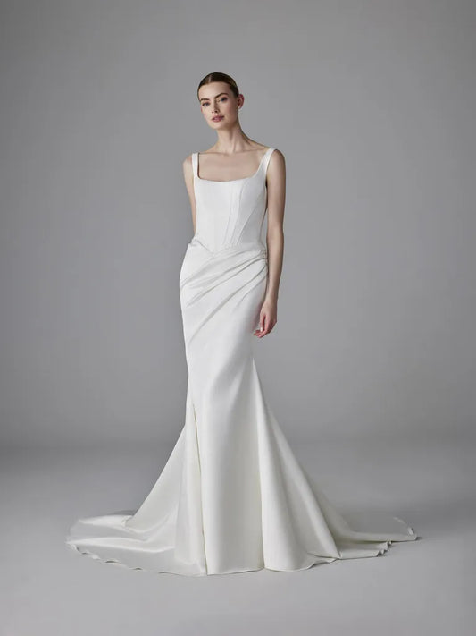 pronovias dennise square neckline wedding dress