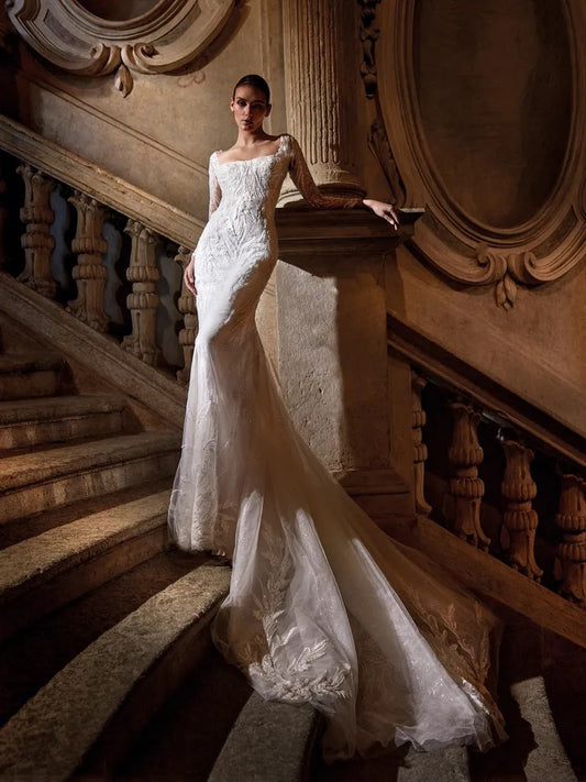 Pronovias Ametrine Mermaid Wedding Dress with Square Neckline