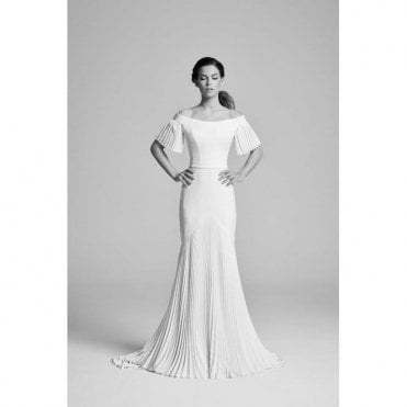 Suzanne Neville Nouveau Crepe Pleated Style Wedding Dress