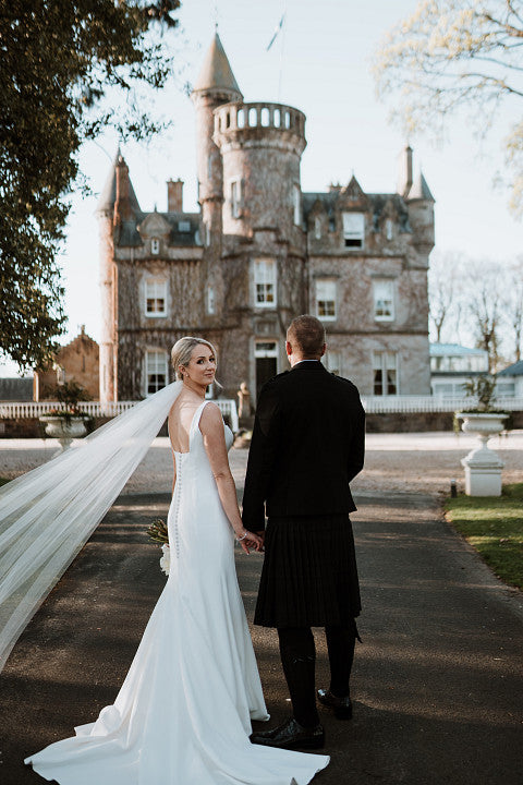 SUZANNE NEVILLE PENINSULA WEDDING DRESS
