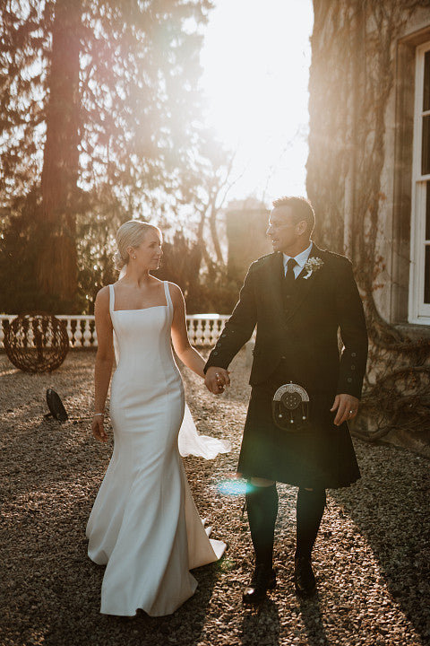 SUZANNE NEVILLE PENINSULA WEDDING DRESS